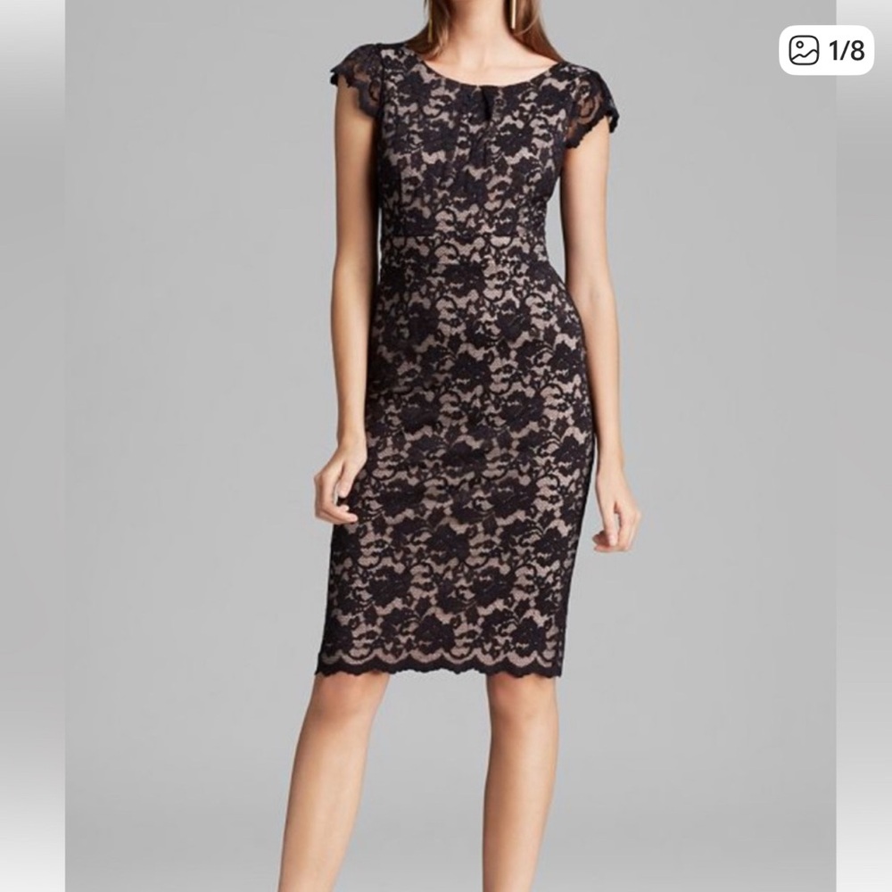 ABS Allen Schwartz Black Lace Midi Dress